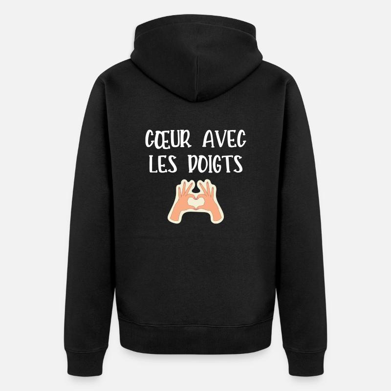 cœur avec les doigts - Veste à capuche bio Premium Unisexe - noir