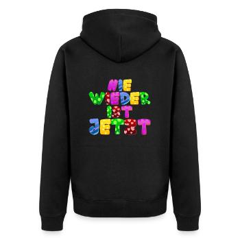 AfD stoppen gegen rechts Demokratie Vielfalt links - Unisex Premium Bio Zip Hoodie - Schwarz - Hinten - Nico (187cm)