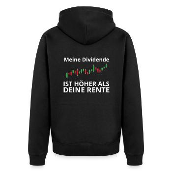 Dividende vs Rente I Börse Aktien - Unisex Premium Bio Zip Hoodie - Schwarz - Hinten - Nico (187cm)