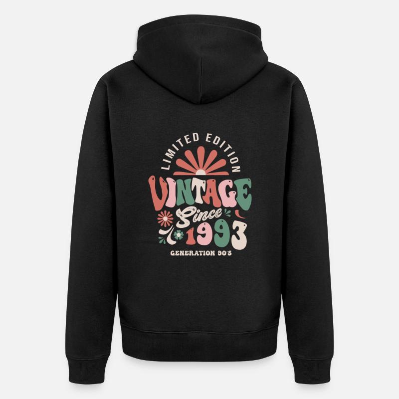 1993 Jahrgangs-Jubiläum - Unisex Premium Bio Zip Hoodie - Schwarz