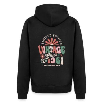 1961 Birthday 1961 vintage - Unisex Premium Organic Zip Hoodie - black - Back - Nico (187cm)