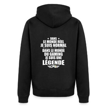 Dans Le Monde Du Gaming, Je Suis Une Légende ! - Veste à capuche bio Premium Unisexe - noir - Dos - Nico (187cm)