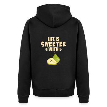 Life Is Sweeter With Pear - Unisex Premium Organic Zip Hoodie - black - Back - Nico (187cm)