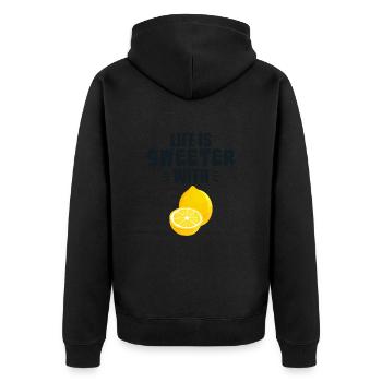 Life Is Sweeter With Lemon - Unisex Premium Organic Zip Hoodie - black - Back - Nico (187cm)