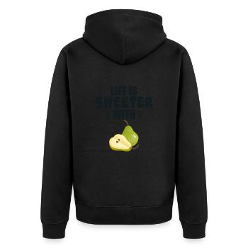 Life Is Sweeter With Pear - Unisex Premium Organic Zip Hoodie - black - Back - Nico (187cm)