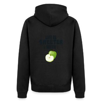 Life Is Sweeter With Apple Fruit - Unisex Premium Organic Zip Hoodie - black - Back - Nico (187cm)