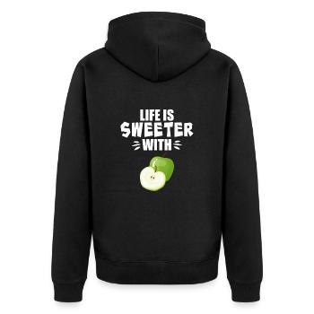 Life Is Sweeter With Apple - Unisex Premium Organic Zip Hoodie - black - Back - Nico (187cm)