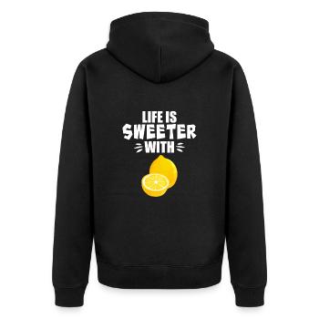 Life Is Sweeter With Lemon - Unisex Premium Organic Zip Hoodie - black - Back - Nico (187cm)
