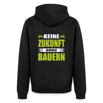 Keine Zukunft Ohne Bauern Landwirt Demo Bauerndemo - Unisex Premium Bio Zip Hoodie - Schwarz - Hinten - Nico (187cm)