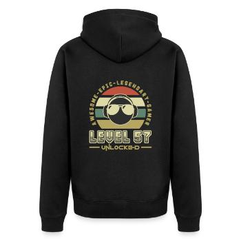 Level 57 - Unisex Premium Organic Zip Hoodie - black - Back - Nico (187cm)
