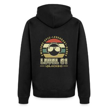 61 - Unisex Premium Organic Zip Hoodie - black - Back - Nico (187cm)