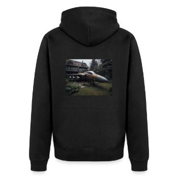 Der vergessene Krieger - Unisex Premium Bio Zip Hoodie - Schwarz - Hinten - Nico (187cm)