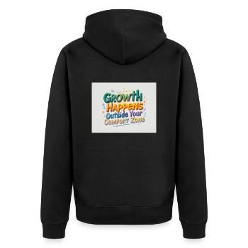 Growth Happens Outside Your Comfort Zone - Unisex Premium Organic Zip Hoodie - black - Back - Nico (187cm)
