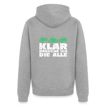 Traktor Trekker Lustiger Spruch - Unisex Premium Bio Zip Hoodie - Grau meliert - Hinten - Nico (187cm)