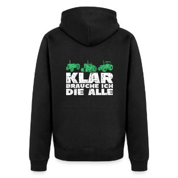 Traktor Trekker Lustiger Spruch - Unisex Premium Bio Zip Hoodie - Schwarz - Hinten - Nico (187cm)