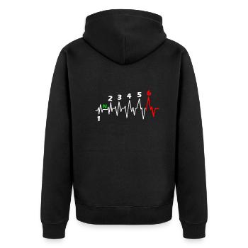 Motorcycle 6 Speed - Adrenaline Heartbeat Biker Pulse - Unisex Premium Organic Zip Hoodie - black - Back - Nico (187cm)