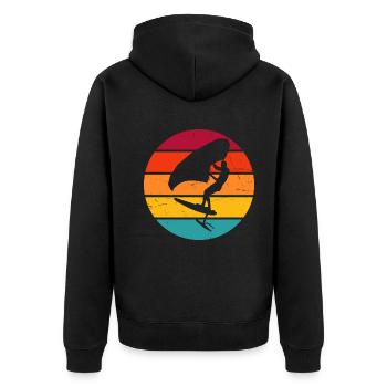 hydrofoil wingsurfen wingsurf Herren Damen - Unisex Premium Bio Zip Hoodie - Schwarz - Hinten - Nico (187cm)