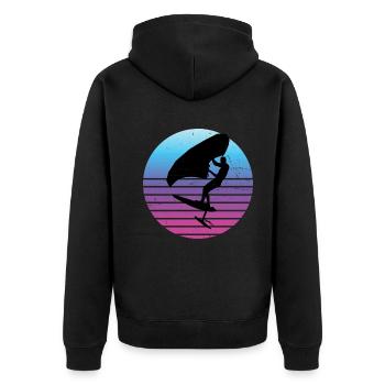 wingfoil foilwing homme hydroptère wingsurfen - Veste à capuche bio Premium Unisexe - noir - Dos - Nico (187cm)