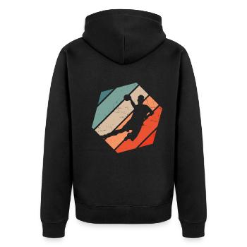 Joueurs de handball masculins Joueuses de handball Joueuses de handball - Veste à capuche bio Premium Unisexe - noir - Dos - Nico (187cm)