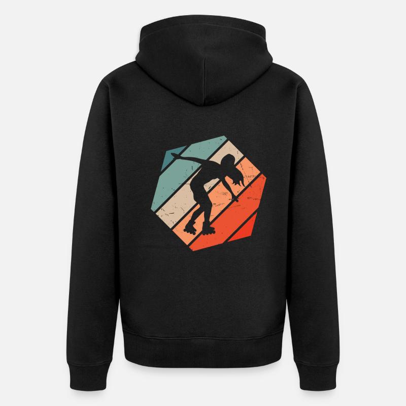 Rollerskate Rollerskaten Rollschuh Damen - Unisex Premium Bio Zip Hoodie - Schwarz
