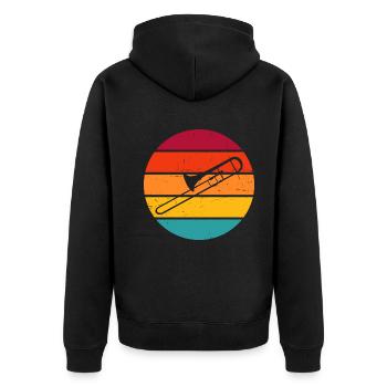 Posaunist Damen Herren Tenorposaune Blechblasinstr - Unisex Premium Bio Zip Hoodie - Schwarz - Hinten - Nico (187cm)