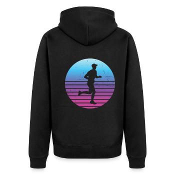 Marathon Cross Country Running Men - Unisex Premium Organic Zip Hoodie - black - Back - Nico (187cm)