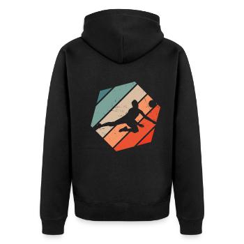 Volleyballspielen Volleyballspieler Volley - Unisex Premium Bio Zip Hoodie - Schwarz - Hinten - Nico (187cm)