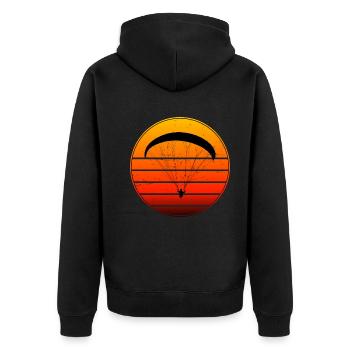 Damen Paragleiten Paraglider Gleitschirmfliegen - Unisex Premium Bio Zip Hoodie - Schwarz - Hinten - Nico (187cm)