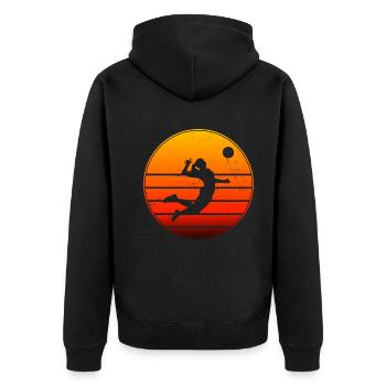 Volleyball Damen Volleyballer Volleyballspieler - Unisex Premium Bio Zip Hoodie - Schwarz - Hinten - Nico (187cm)