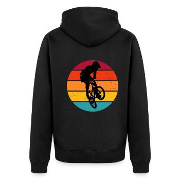 Radfahren Herren bmx bmx jungen Damen bmx fahrrad - Unisex Premium Bio Zip Hoodie - Schwarz - Hinten - Nico (187cm)