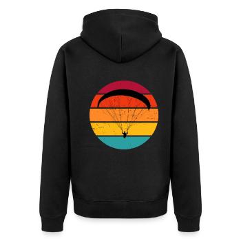 Paragliding Paragleiten Herren Damen Paraglider - Unisex Premium Bio Zip Hoodie - Schwarz - Hinten - Nico (187cm)