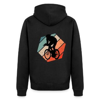 Rennradfahren Roadbike Herren Rennradfahrer - Unisex Premium Bio Zip Hoodie - Schwarz - Hinten - Nico (187cm)