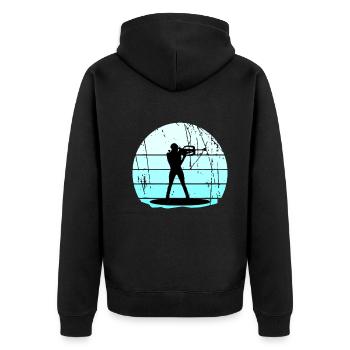 BIATHLON - Vintage - Sports d’hiver - Veste à capuche bio Premium Unisexe - noir - Dos - Nico (187cm)