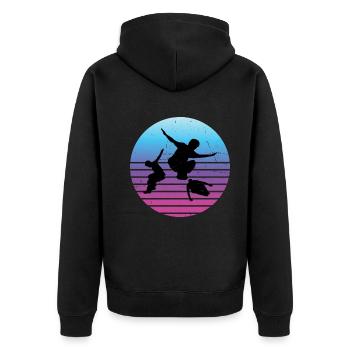 Course libre femmes Parkour masculin - Veste à capuche bio Premium Unisexe - noir - Dos - Nico (187cm)