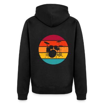 Drummer Drumming Drum Kit - Unisex Premium Organic Zip Hoodie - black - Back - Nico (187cm)