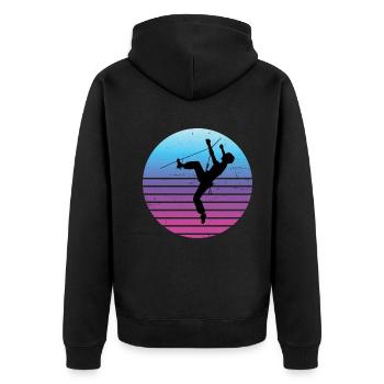 Climbing Damen Klettern Climber Boulder - Unisex Premium Bio Zip Hoodie - Schwarz - Hinten - Nico (187cm)