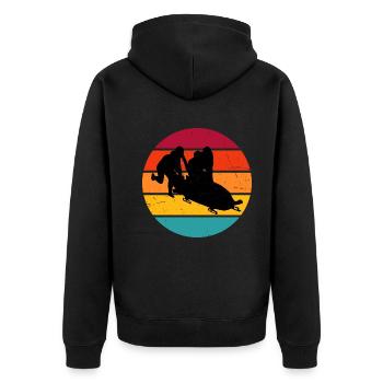 Bobsport Herren Bobbahn Bob Zweierbob Bob fahren - Unisex Premium Bio Zip Hoodie - Schwarz - Hinten - Nico (187cm)