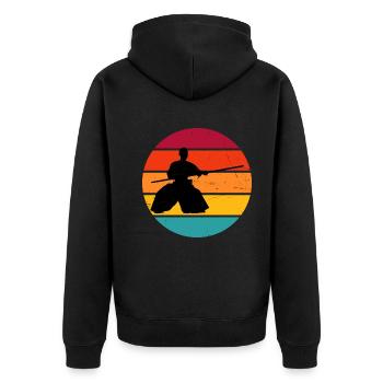 Aikidoka Martial Arts Aikido Herren Kampfsport - Unisex Premium Bio Zip Hoodie - Schwarz - Hinten - Nico (187cm)