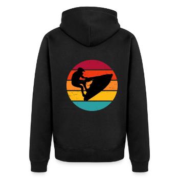 Jetski Damen Herren Jetskiing Wassersport Jetski f - Unisex Premium Bio Zip Hoodie - Schwarz - Hinten - Nico (187cm)