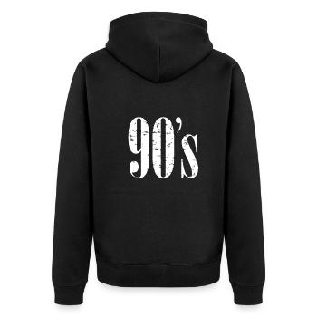 Kind der 90er Jahre - 90's Jahrgang - Neunziger - Unisex Premium Bio Zip Hoodie - Schwarz - Hinten - Nico (187cm)