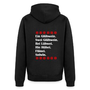 Ein Glühwein swei Glühwein Trinkspruch Weihnachten - Unisex Premium Bio Zip Hoodie - Schwarz - Hinten - Nico (187cm)