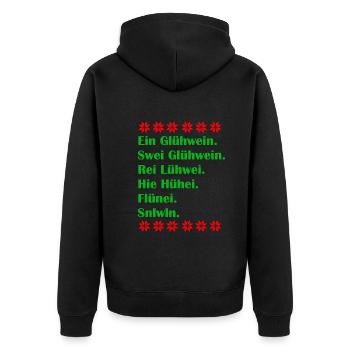 Ein Glühwein swei Glühwein Trinkspruch Weihnachten - Unisex Premium Bio Zip Hoodie - Schwarz - Hinten - Nico (187cm)