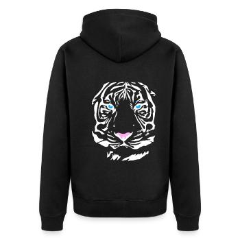 Siberian Tiger Design Cat Lion Lion Cat Wild - Unisex Premium Organic Zip Hoodie - black - Back - Nico (187cm)