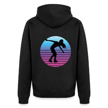Roller Skating Damen Roller Skating Skate Herren - Unisex Premium Bio Zip Hoodie - Schwarz - Hinten - Nico (187cm)