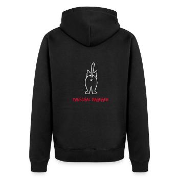 Pauschal dagegen - Unisex Premium Bio Zip Hoodie - Schwarz - Hinten - Nico (187cm)