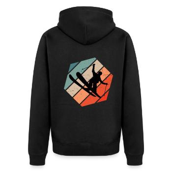 Herren Freestyle Ski Ski Jumping Slopestyle - Unisex Premium Bio Zip Hoodie - Schwarz - Hinten - Nico (187cm)
