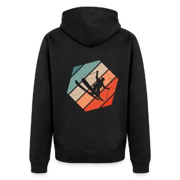 Slopestyle Freestyle Ski Damen Herren Ski Jumping - Unisex Premium Bio Zip Hoodie - Schwarz - Hinten - Nico (187cm)