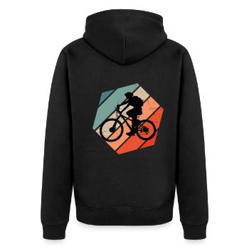 Cycling Mountain Bike Men Cyclist MTB - Unisex Premium Organic Zip Hoodie - black - Back - Nico (187cm)