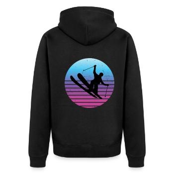 Slopestyle Herren Freestyle Ski Ski Freestyle - Unisex Premium Bio Zip Hoodie - Schwarz - Hinten - Nico (187cm)