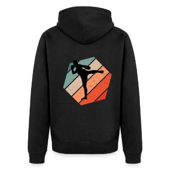 Boxe Thaïlandaise Hommes Boxe Thaïlandaise Boxeur Thaïlandais Femmes - Veste à capuche bio Premium Unisexe - noir - Dos - Nico (187cm)